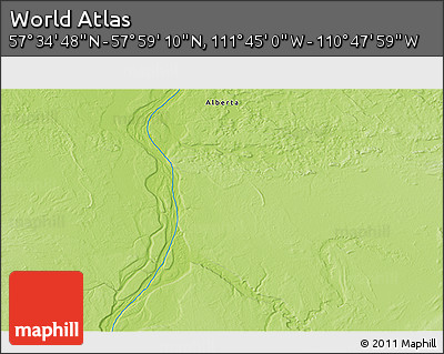 Physical 3D Map of the Area around 57° 46' 59" N, 111° 16' 30" W