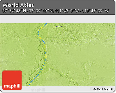 Physical 3D Map of the Area around 57° 46' 59" N, 111° 16' 30" W