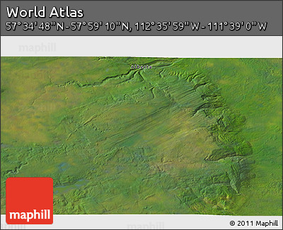 Satellite 3D Map of the Area around 57° 46' 59" N, 112° 7' 30" W