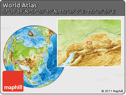 Physical Location Map of the Area around 57° 46' 59" N, 113° 7' 30" E