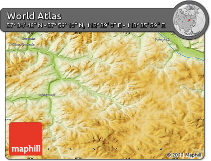 Physical Map of the Area around 57° 46' 59" N, 113° 7' 30" E
