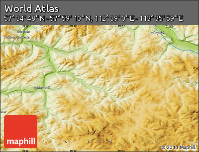 Physical Map of the Area around 57° 46' 59" N, 113° 7' 30" E