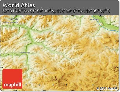 Physical Map of the Area around 57° 46' 59" N, 113° 7' 30" E