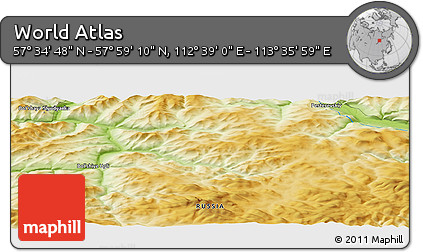 Physical Panoramic Map of the Area around 57° 46' 59" N, 113° 7' 30" E