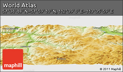 Physical Panoramic Map of the Area around 57° 46' 59" N, 113° 7' 30" E