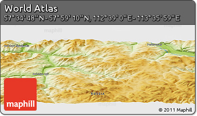 Physical Panoramic Map of the Area around 57° 46' 59" N, 113° 7' 30" E