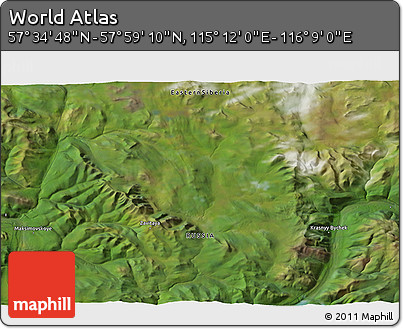 Satellite 3D Map of the Area around 57° 46' 59" N, 115° 40' 30" E