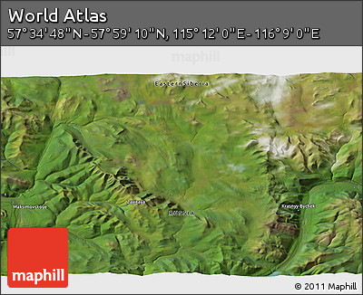 Satellite 3D Map of the Area around 57° 46' 59" N, 115° 40' 30" E
