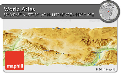 Physical Panoramic Map of the Area around 57° 46' 59" N, 115° 40' 30" E
