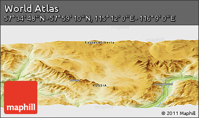 Physical Panoramic Map of the Area around 57° 46' 59" N, 115° 40' 30" E