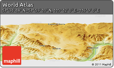 Physical Panoramic Map of the Area around 57° 46' 59" N, 115° 40' 30" E