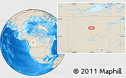 Shaded Relief Location Map of the area around 57° 46' 59" N, 115° 31' 30" W