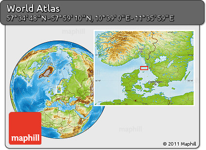 Physical Location Map of the Area around 57° 46' 59" N, 11° 7' 30" E