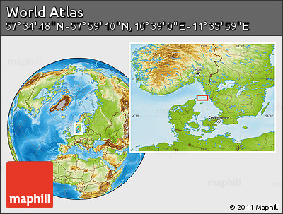 Physical Location Map of the Area around 57° 46' 59" N, 11° 7' 30" E