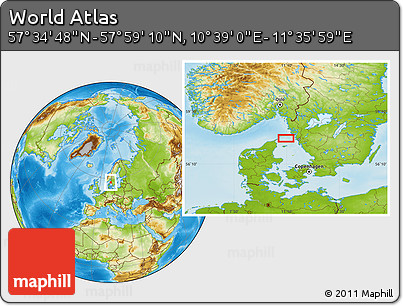 Physical Location Map of the Area around 57° 46' 59" N, 11° 7' 30" E