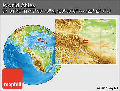 Physical Location Map of the Area around 57° 46' 59" N, 123° 10' 30" W