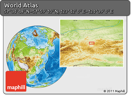Physical Location Map of the Area around 57° 46' 59" N, 124° 10' 30" E