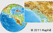 Physical Location Map of the area around 57° 46' 59" N, 134° 13' 29" W