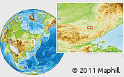 Physical Location Map of the area around 57° 46' 59" N, 135° 13' 29" E