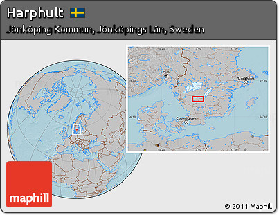 Gray Location Map of Harphult, hill shading