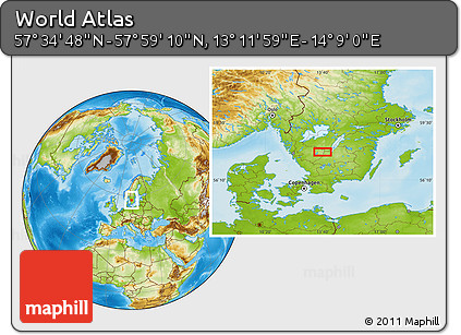 Physical Location Map of the Area around 57° 46' 59" N, 13° 40' 30" E