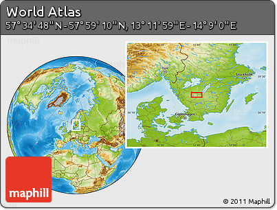 Physical Location Map of the Area around 57° 46' 59" N, 13° 40' 30" E