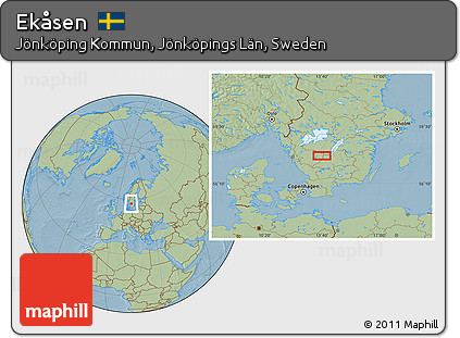 Savanna Style Location Map of Ekåsen, hill shading