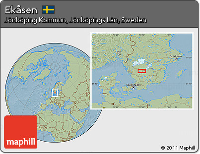 Savanna Style Location Map of Ekåsen, hill shading