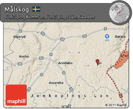 Shaded Relief Map of Målskog