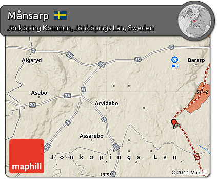 Shaded Relief Map of Månsarp