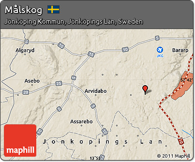 Shaded Relief Map of Målskog
