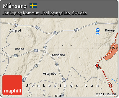 Shaded Relief Map of Månsarp