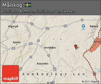 Shaded Relief Map of Målskog