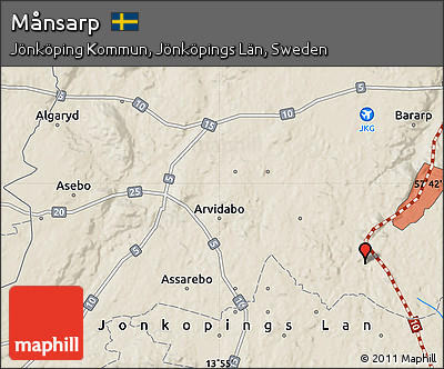 Shaded Relief Map of Månsarp