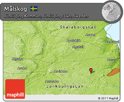 Physical Panoramic Map of Målskog