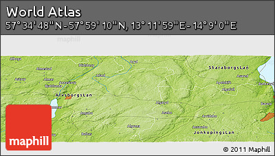 Physical Panoramic Map of the Area around 57° 46' 59" N, 13° 40' 30" E