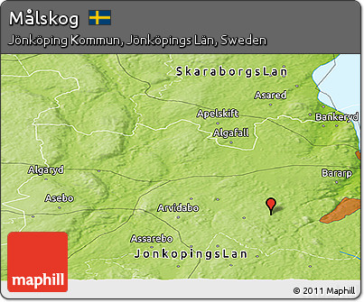 Physical Panoramic Map of Målskog