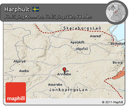 Shaded Relief Panoramic Map of Harphult
