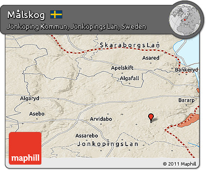 Shaded Relief Panoramic Map of Målskog