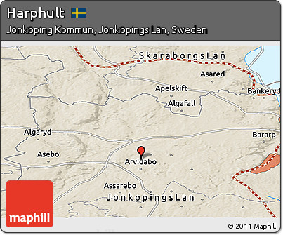 Shaded Relief Panoramic Map of Harphult