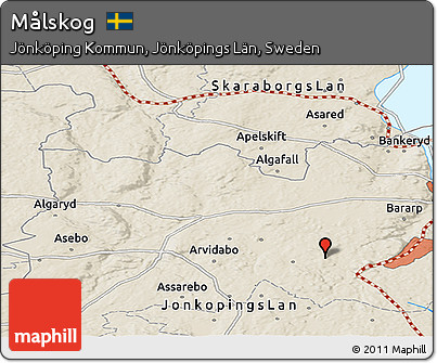 Shaded Relief Panoramic Map of Målskog