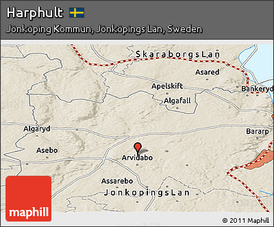 Shaded Relief Panoramic Map of Harphult