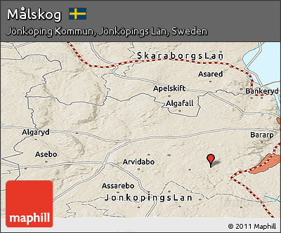 Shaded Relief Panoramic Map of Målskog