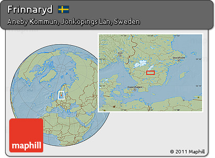Savanna Style Location Map of Frinnaryd, hill shading