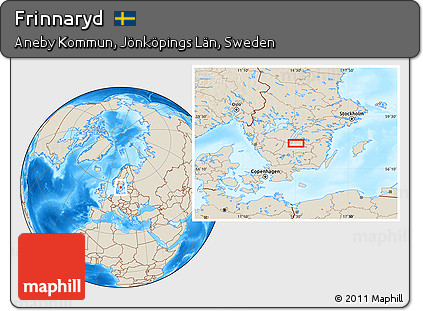 Shaded Relief Location Map of Frinnaryd