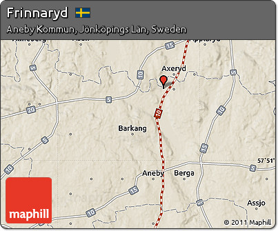 Shaded Relief Map of Frinnaryd