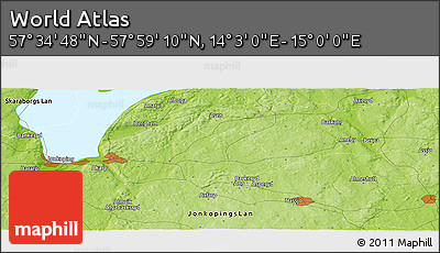 Physical Panoramic Map of the Area around 57° 46' 59" N, 14° 31' 30" E