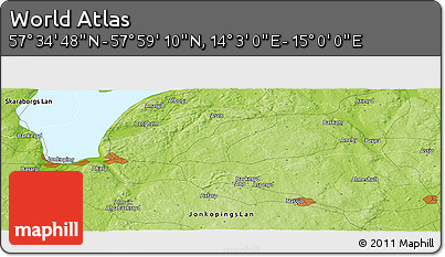 Physical Panoramic Map of the Area around 57° 46' 59" N, 14° 31' 30" E