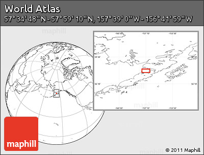 Blank Location Map of the Area around 57° 46' 59" N, 157° 10' 30" W