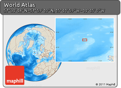 Shaded Relief Location Map of the Area around 57° 46' 59" N, 15° 13' 29" W